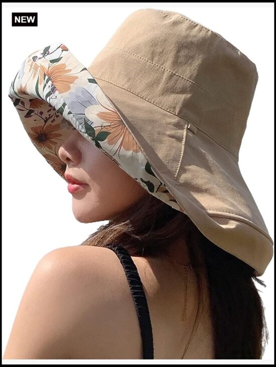 Women\'s Wide Brim Sun Hat with Wired Edge, Reversible Foldable for Travel main image 6